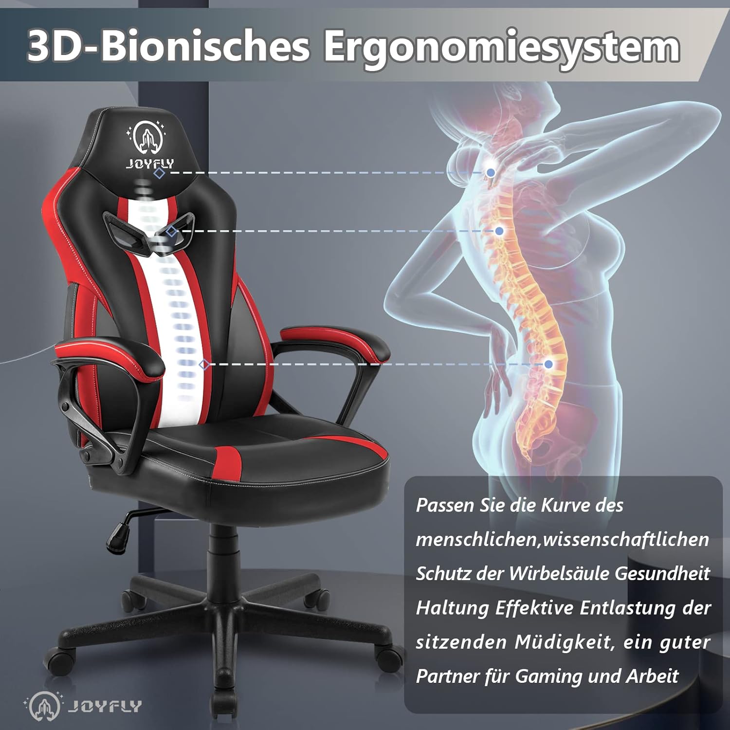 JOYFLY Chaise de Jeu Rose Ergonomique Kawaii Fauteuil Gaming avec Rabbit Ear Chaise de Bureau d'ordinateur Schreibtischstuhl avec Support Lombaire Filles(Rose)