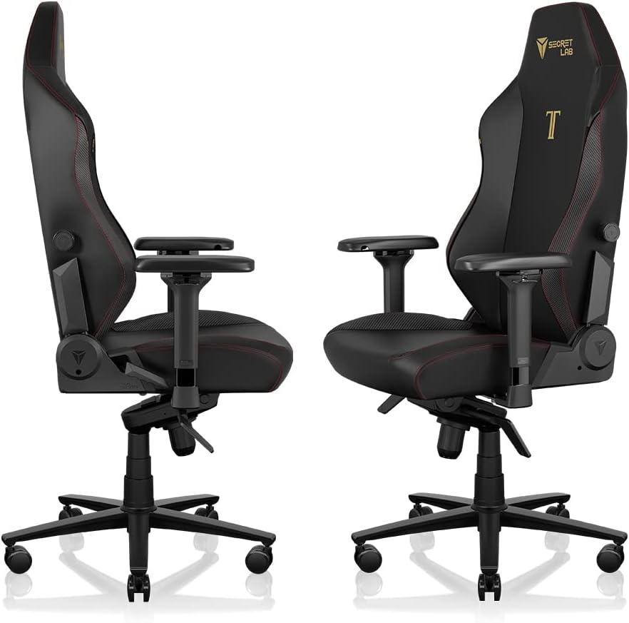 Secretlab Chaise Gaming Titan Evo Black - Ergonomique, Confortable et Inclinable avec Accoudoirs 4D, Appui-Tête Magnétique et Support Lombaire Intégré à 4 Directions - Noir - Similicuir