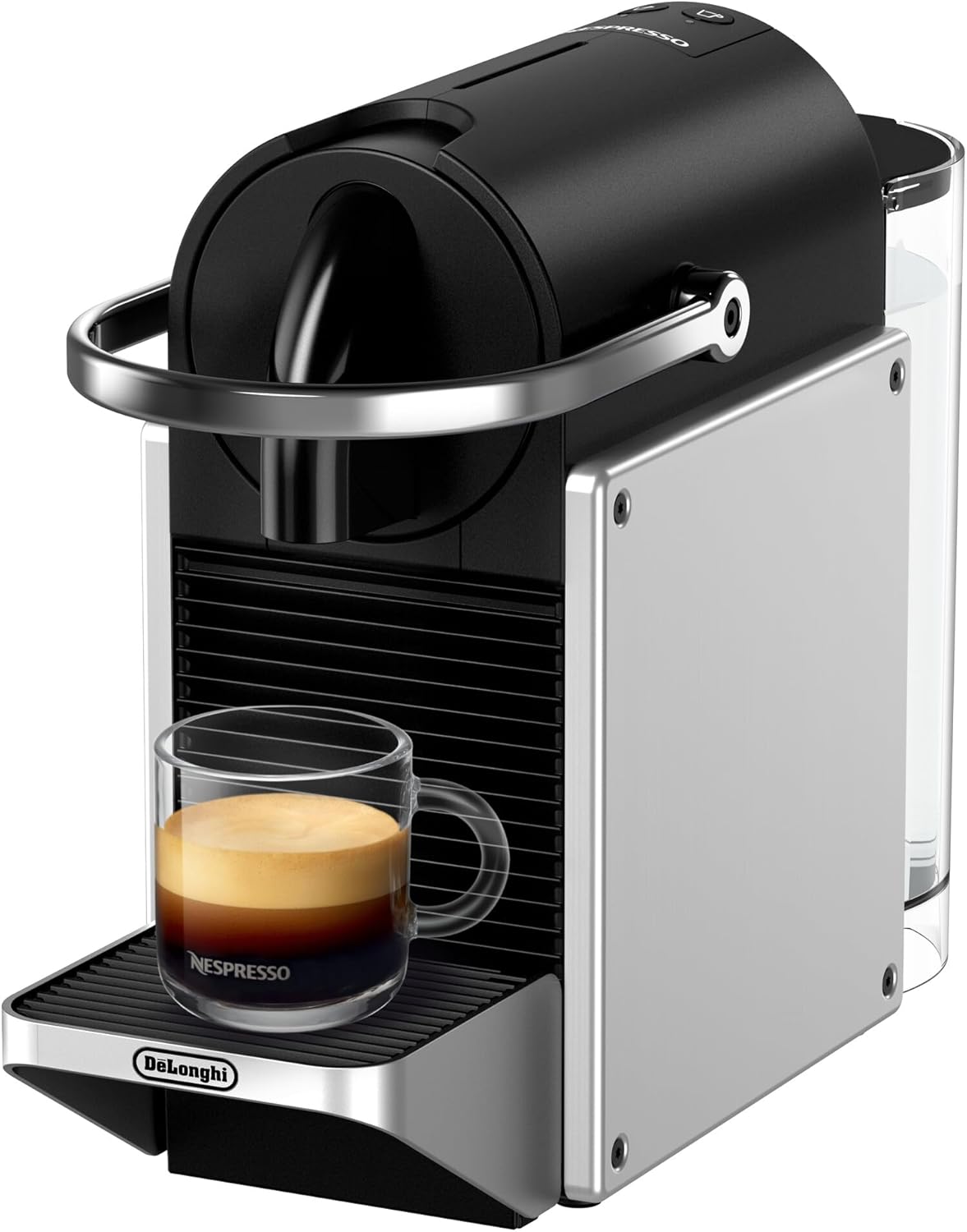 Nespresso Machine à café à capsules DeLonghi EN 124.S Pixie Silver | 1260 W | 0,7 L | Panneaux latéraux à capsules recyclées, métal argenté