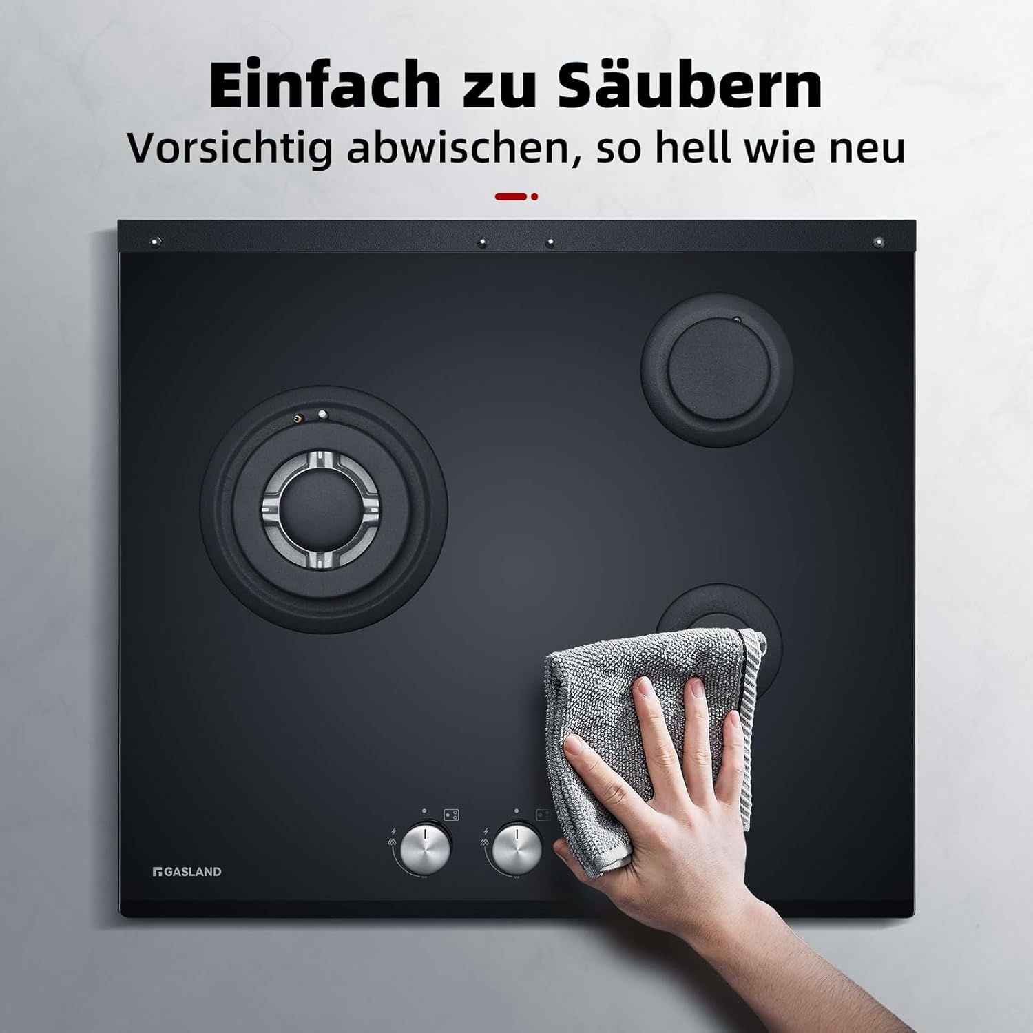 GASLAND GH2805BG1FC Table de cuisson à gaz 5 feux, Cuisinière à gaz avec brûleur wok, Table de cuisson à gaz encastrable, 76cm noir Cuisinière à gaz en verre, Cuisinière à gaz 10,4KW, GPL/NG