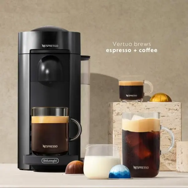 Nespresso Vertuo Plus Deluxe Coffee and Espresso Maker by De'Longhi, Matte Black
