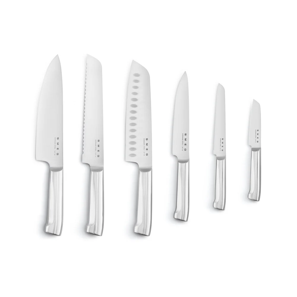 Bloc de 6 couteaux inox Crème Smeg