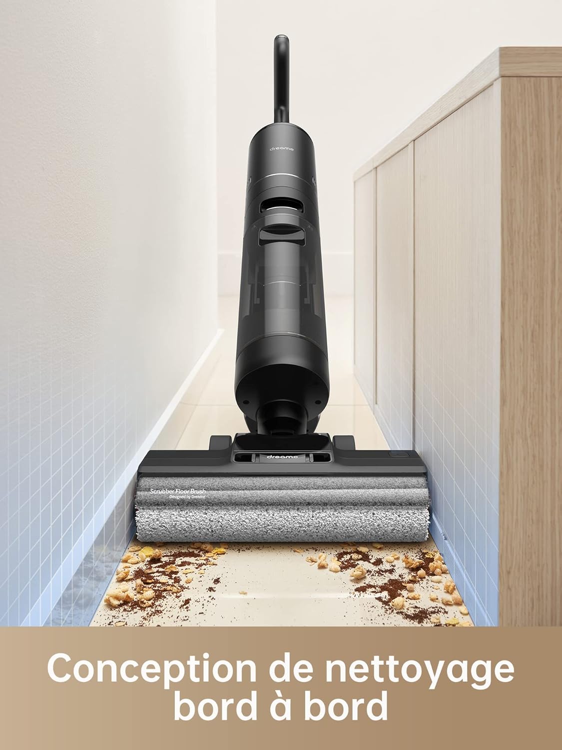 DREAME H12 Pro Aspirateur Eau et Poussière Intelligent Sec et Humide sans Fil, Séchage àl'air Chaud, Nettoyage des Bords, Réservoir Eau 900 ML, Autonomie de 35 Min, Écran LED