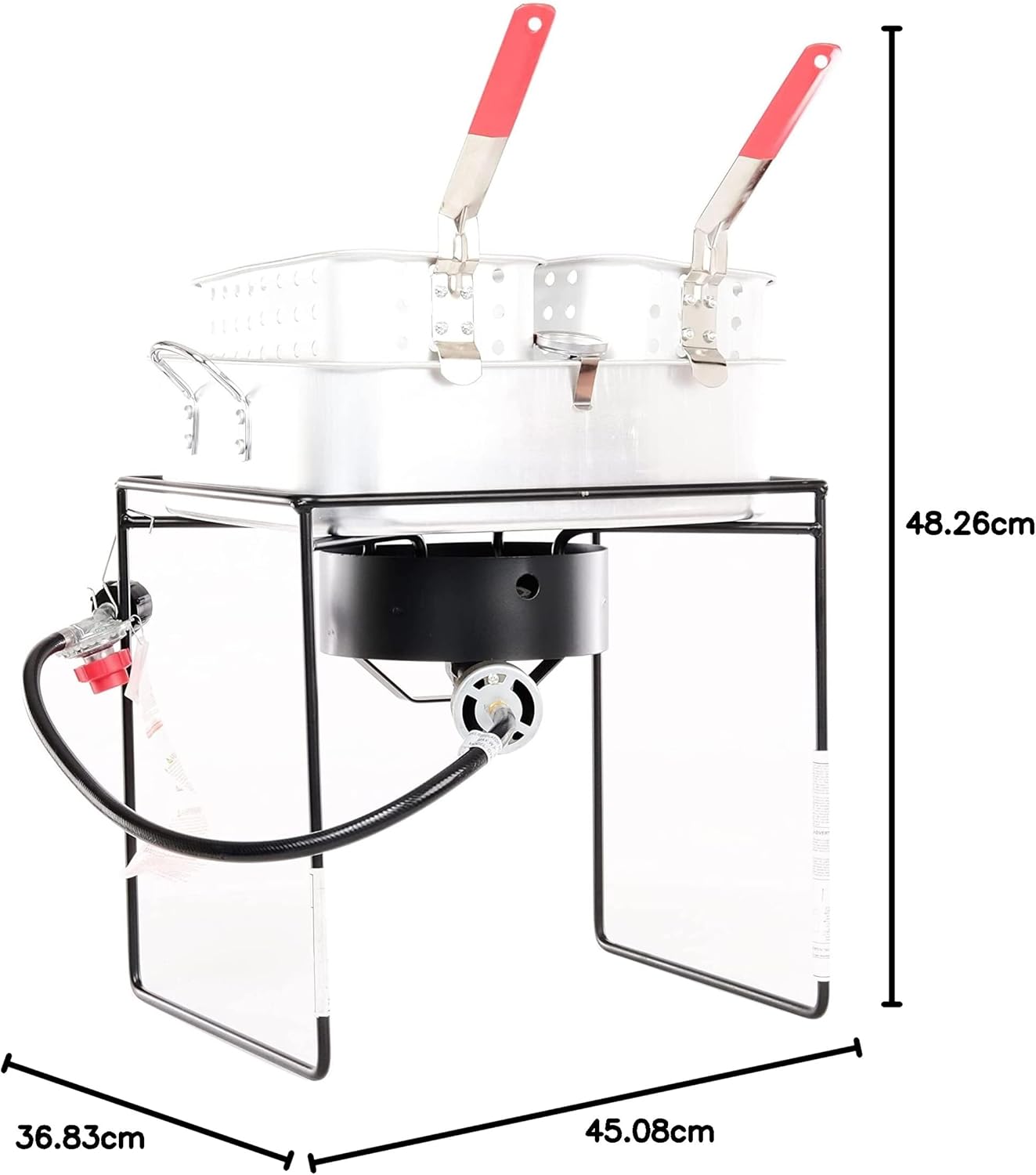 King Kooker 1618A Cuisinière d'extérieur portable au propane avec poêle à frire en aluminium Argenté Taille XL 40,6 cm