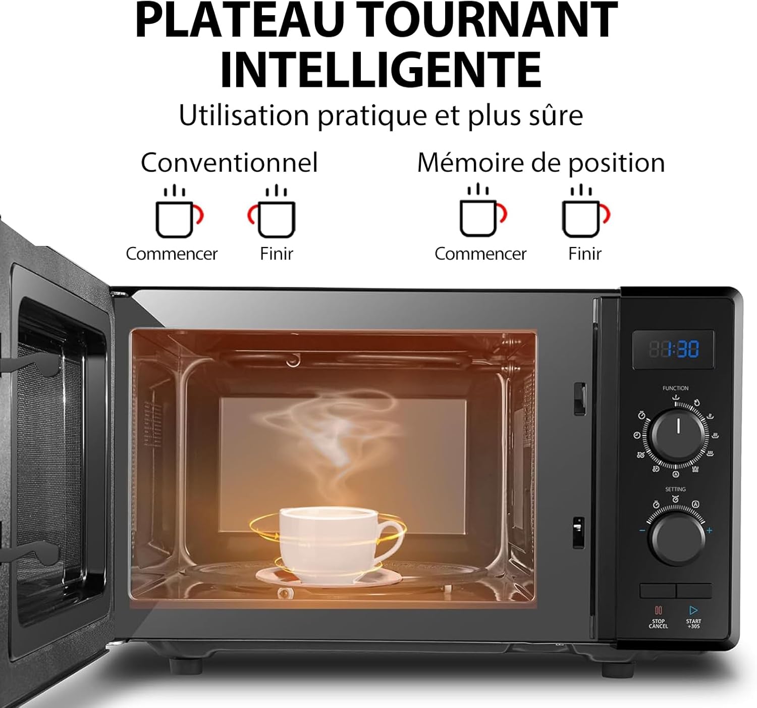 Toshiba MW3-AC26PFI(MG) Four à Micro-ondes 26L Air chaud combiné, 6-en-1 900W avec Cuiseur Vapeur en Gris Morandi, 6 Programmes 10 Niveaux de Puissance, 10 Menus Automatiques