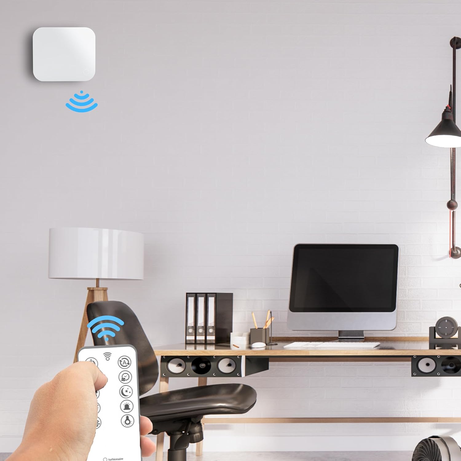 Turbionaire Trend HRV Unite de VMC Décentralisée, Récupérateur de Chaleur Céramique, Capteur d'Humidité, Télécommande, Minuterie, 8 Vitesses, Flux d'Air Réversible, 100 mm, Blanc, Silenciuse