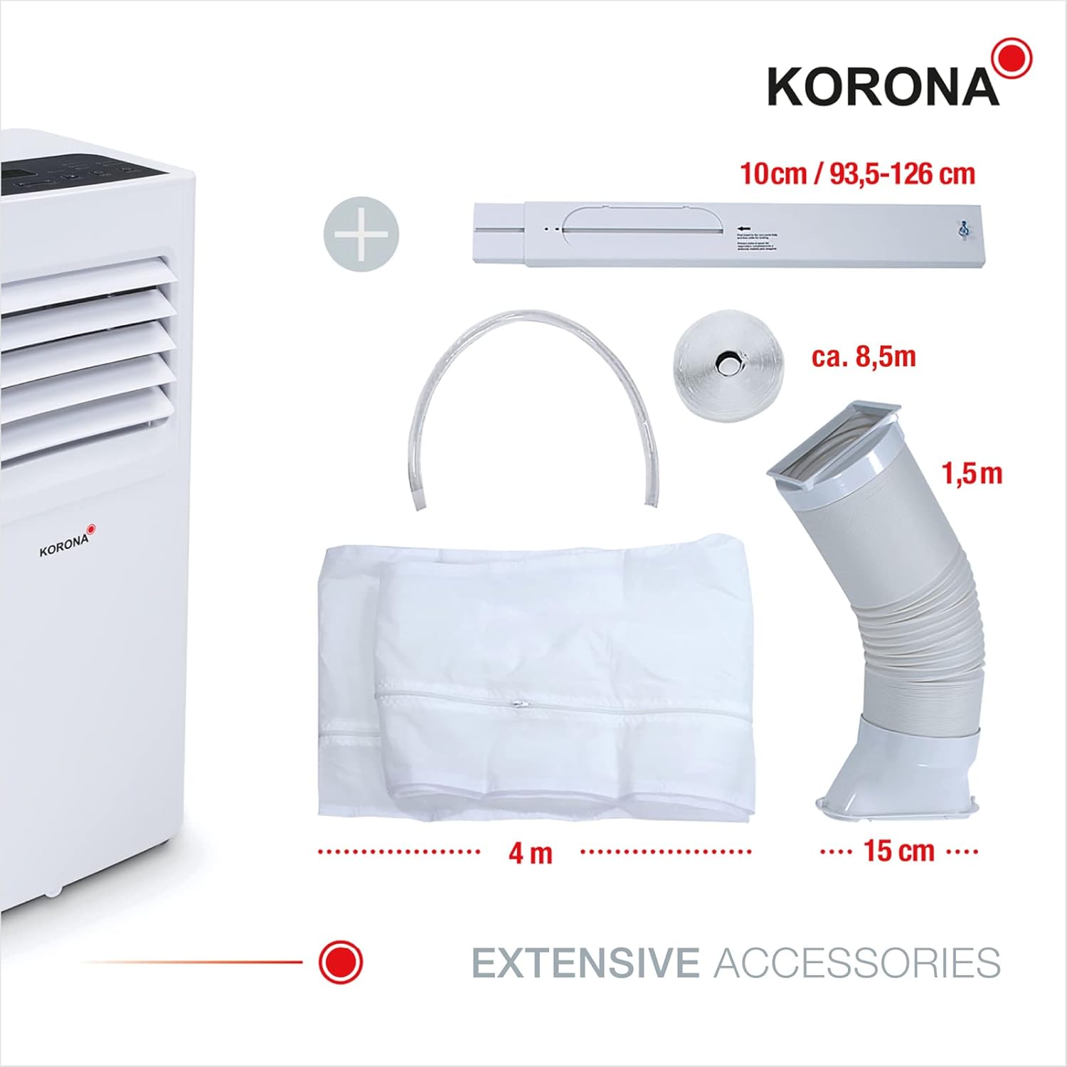 Korona 82001 Climatiseur mobile Iceberg 9.0 ECO | 9000 BTU/h | Monobloc 3en1 - Refroidisseur, déshumidificateur, ventilateur | Avec tuyau d'évacuation d'air pour la fenêtre | Pièces jusqu'à 34 m²