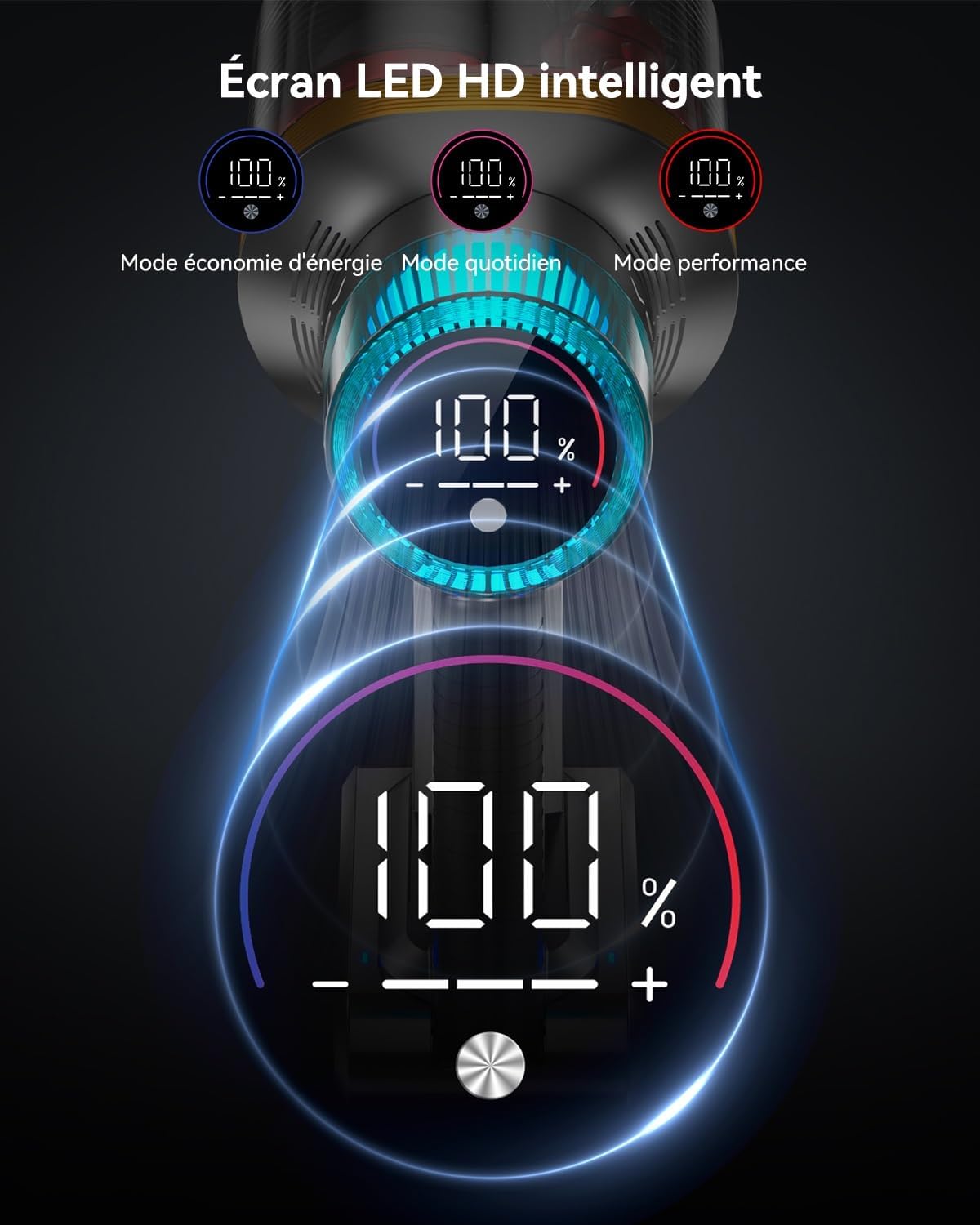 aonus A9 Max Aspirateur Balai sans Fil 48Kpa/600W/70Mins, Aspirateur sans Fil Puissant, Autoportant, 1.8L Ultra Grande Capacité, Écran Tactile Intelligent pour Les Poils d'animaux/Sols Durs/Tapis