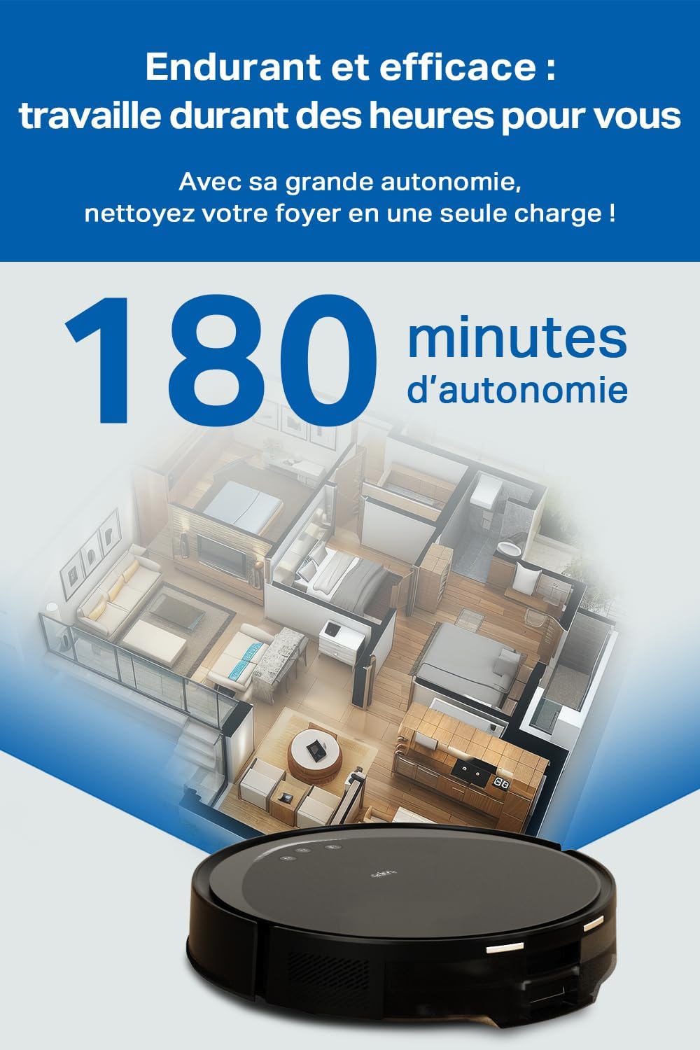 Tapo Aspirateur Robot Laveur 2 en 1 RV20Max Plus, Vidage Automatique, Silencieux Ultra Fin, Ultra puissante de 5300Pa, Navigation LiDAR, Auto-Charge Autonomie 180min, Tapis et Poils d'animaux