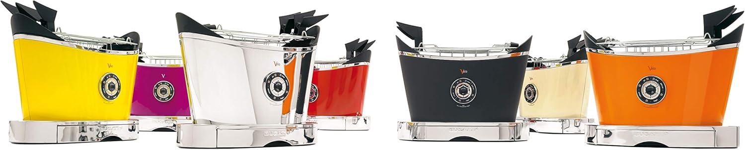 BUGATTI, Volo, Grille-Pain Électrique, 4 Fonctions, 6 Niveaux de Grillage, Design Innovant, Corps en Acier Inoxydable, Puissance 930 W (Chrome)