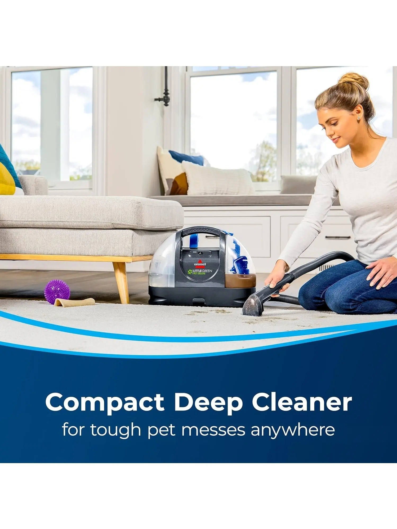 Bissell Little Green Pet Deluxe Portable Carpet Cleaner and Car/Auto Detailer, 3353, Gray/Blue