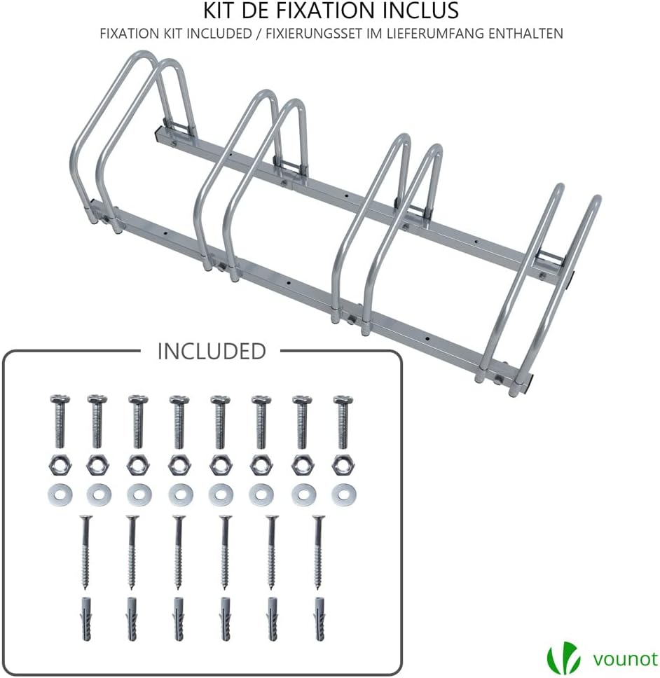 vounot® Râtelier vélo 3 vélos Range vélo Système Range vélo Rangement pour vélo Support pour Bicyclette Sol ou Mural en Acier revêtu Support de Rangement vélo Jardin ou Garage Râtelier Familial
