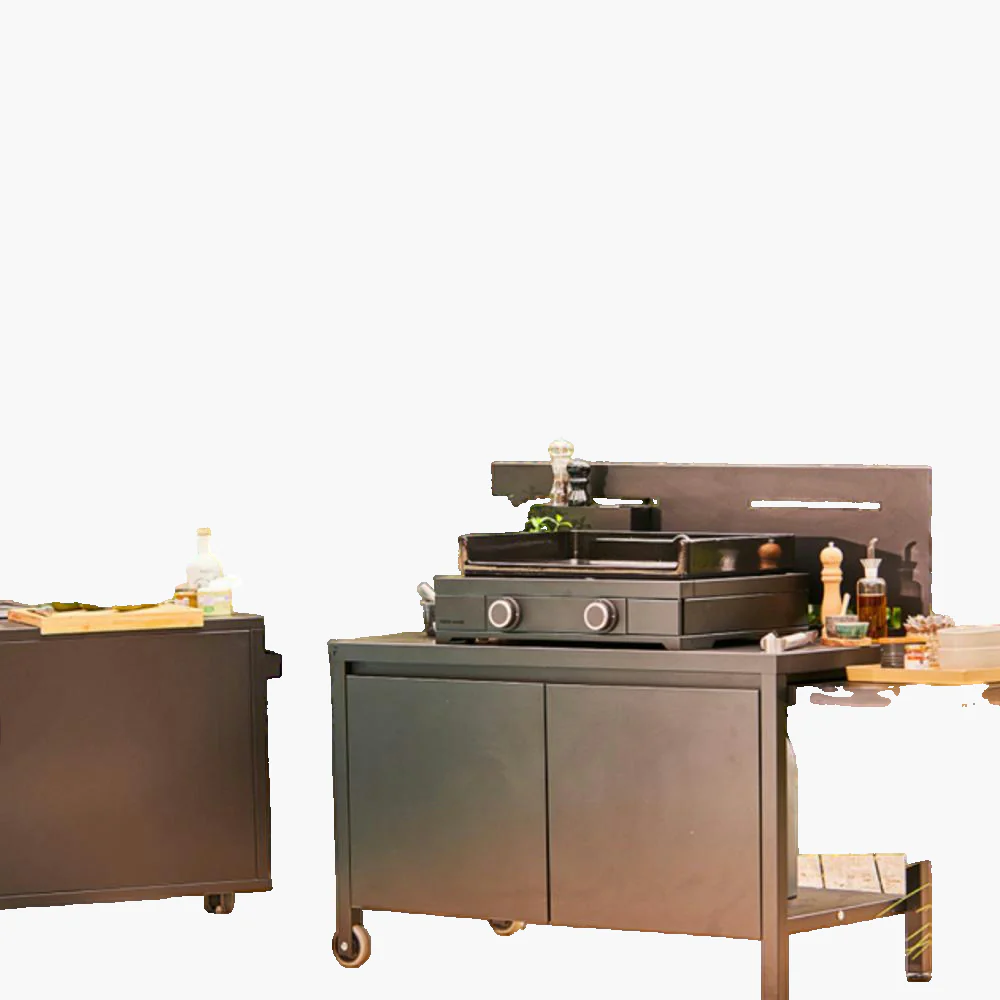 Table roulante Forge Adour fermée Acier noir et gris Forge Adour