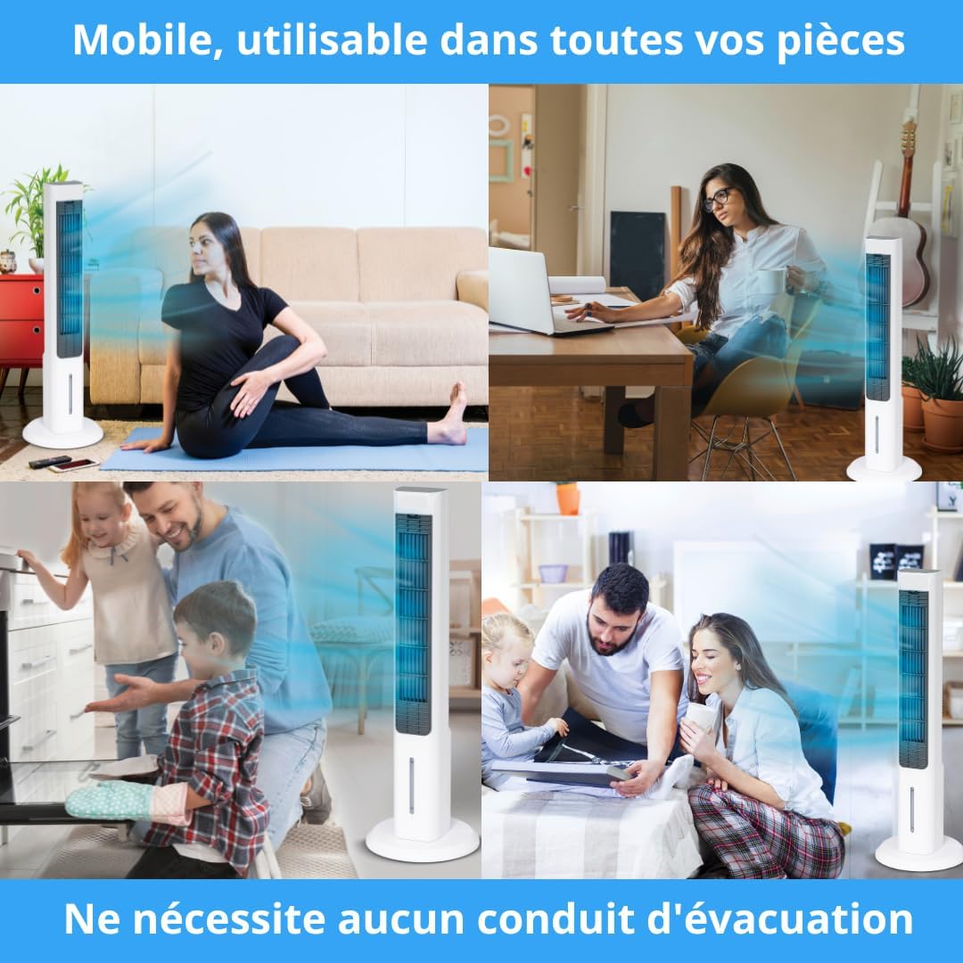 ARTIC AIR POWER TOWER climatiseur mobile 3 niveaux - VENTEO – Refroidisseur par évaporation jusqu'à 12heures de refroidissement – Réservoir 1.5L