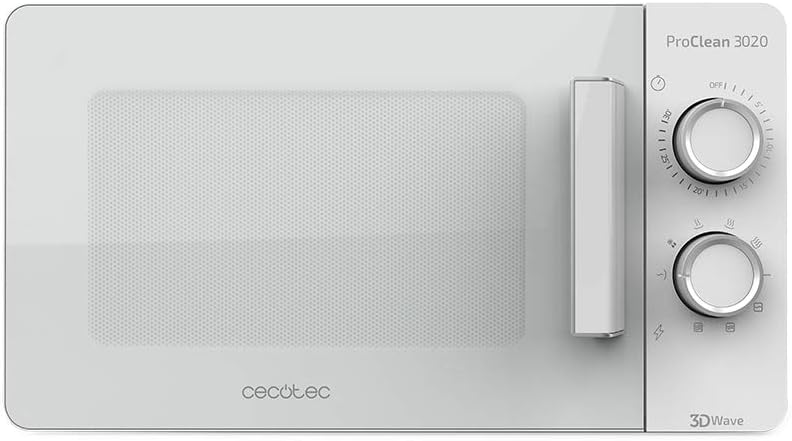Cecotec Four à micro-ondes ProClean 9110 FullINOX avec grill 1000 W, 30 litres, 5 niveaux de puissance, 8 programmes, minuterie de 60 minutes, revêtement Ready2Clean, design avant miroir