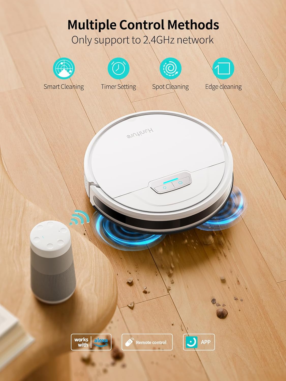 HONITURE Robot Aspirateur Laveur Poils Animaux, G20 Aspirateur Robot 3 en 1, 4000PA, Alexa/WiFi/APP, Idéal pour Tapis Sols Durs, Ultra-Mince Silencieux