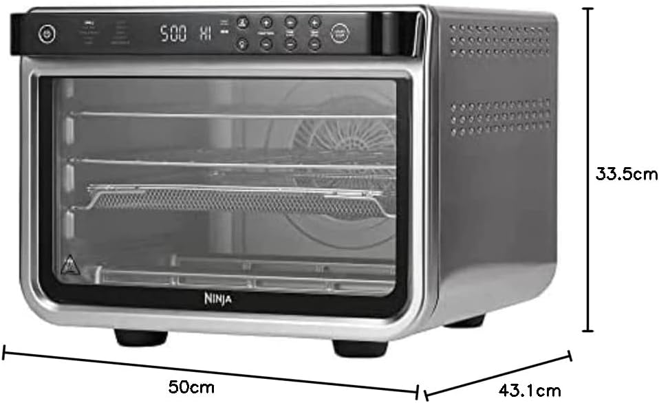 Ninja Foodi Four Multifonction 10-en-1, mini-four portable, surfaces de travail, four multifonction avec 10 fonctions de cuisson; Air Fry, Roast, Grill, Bake and more, Silver/Black DT200EU
