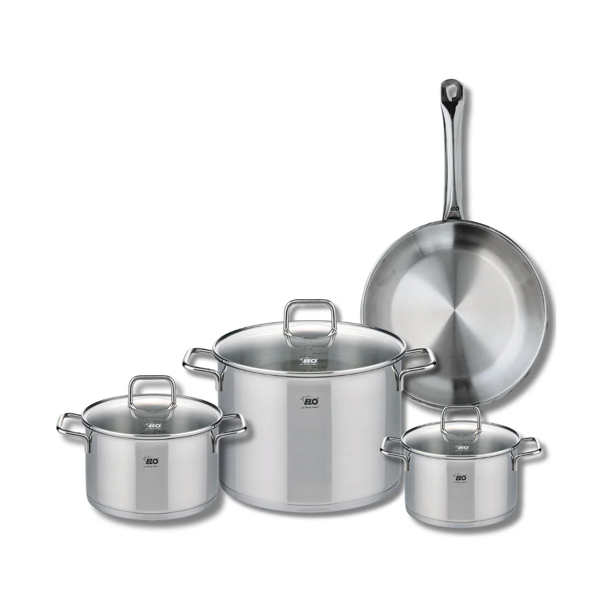 Ensemble de 1 Poêle de cuisson 28 cm et 3 faitouts 16, 20 et 26 cm Elo Profi Citrin Elo