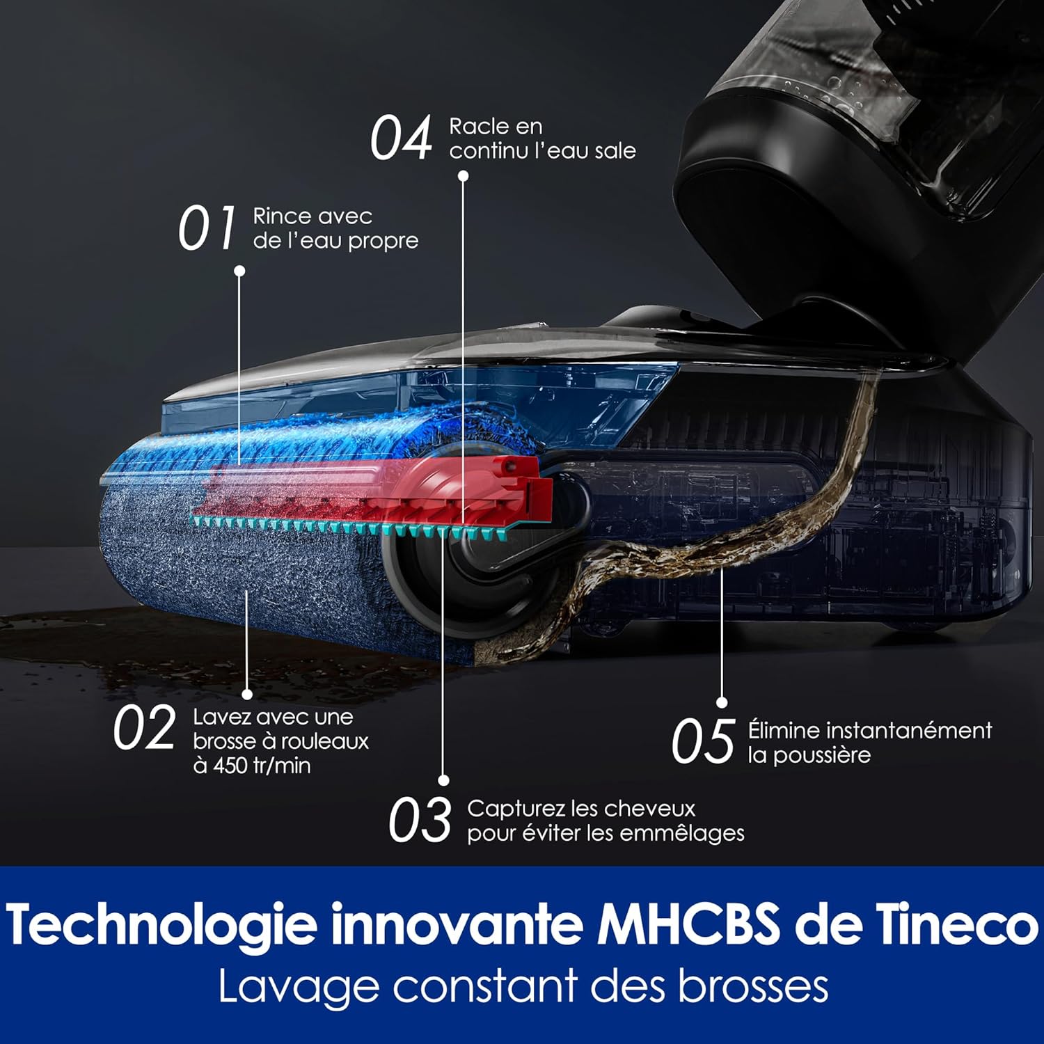 Tineco Floor One S7 Pro/S7 Series Aspirateur Laveur Sec Et Humide Intelligent sans Fil pour Sols Durs, Écran Digital LED, Grande Autonomie, Parfait pour Les Tâches Tenaces et Les Poils d’Animaux