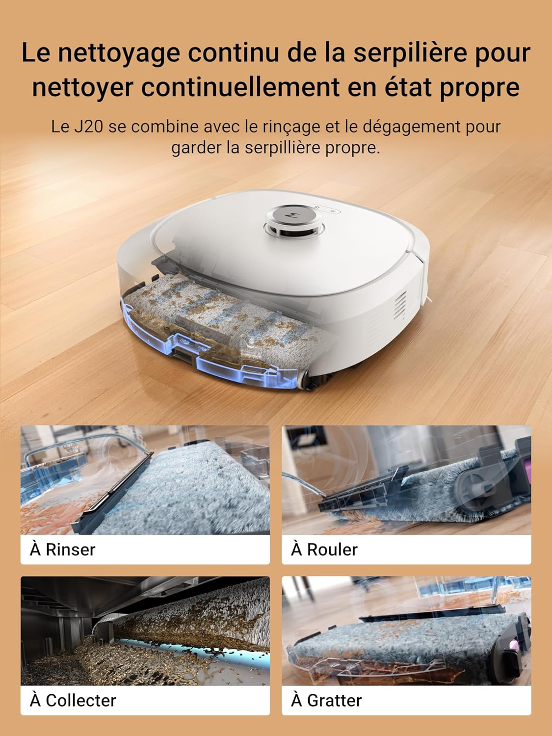 EUREKA J15 Pro Ultra Aspirateur Robot,Robot Aspirateur Laveur 16200 Pa,Nettoyage des Bords,Brosse Anti Enchevêtrement,Lavage de Serpillière à l'eau Chaude 75℃,Base autonettoyante