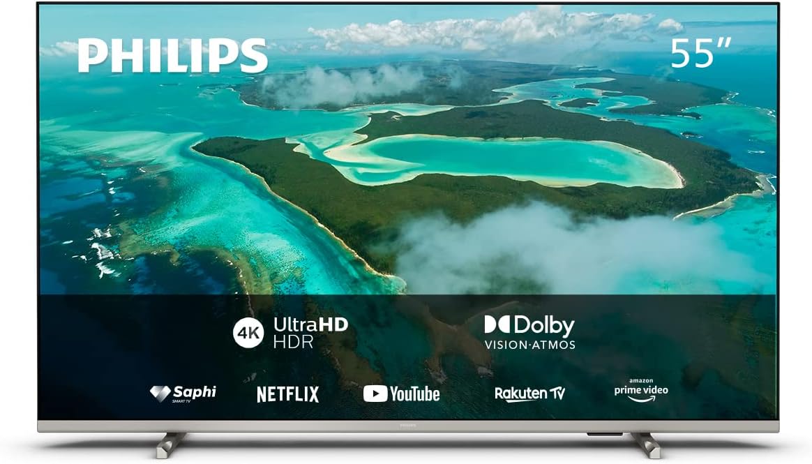 Philips 50PUS7609 Smart TV LED 4K - Écran 50 Pouces avec Plate-Forme Pixel Precise Ultra HD Titan OS et Son Dolby Atmos, Fonctionne avec Alexa et l’Assistant Vocal Google - Gris Anthracite