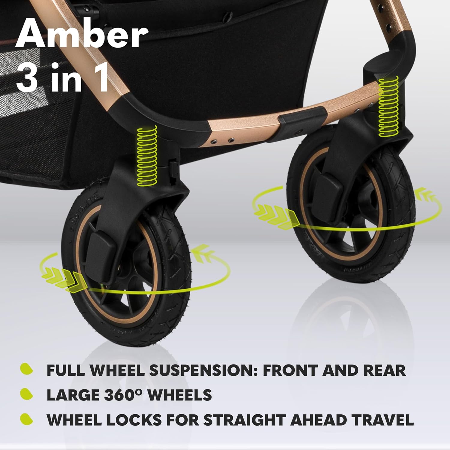 LIONELO Amber 3 in 1 poussette multifonctionnellle, landau, ensemble poussette avec siège sport et nacelle fixe, sac, moustiquaire, couvrir, feuille de pluie mit siege auto