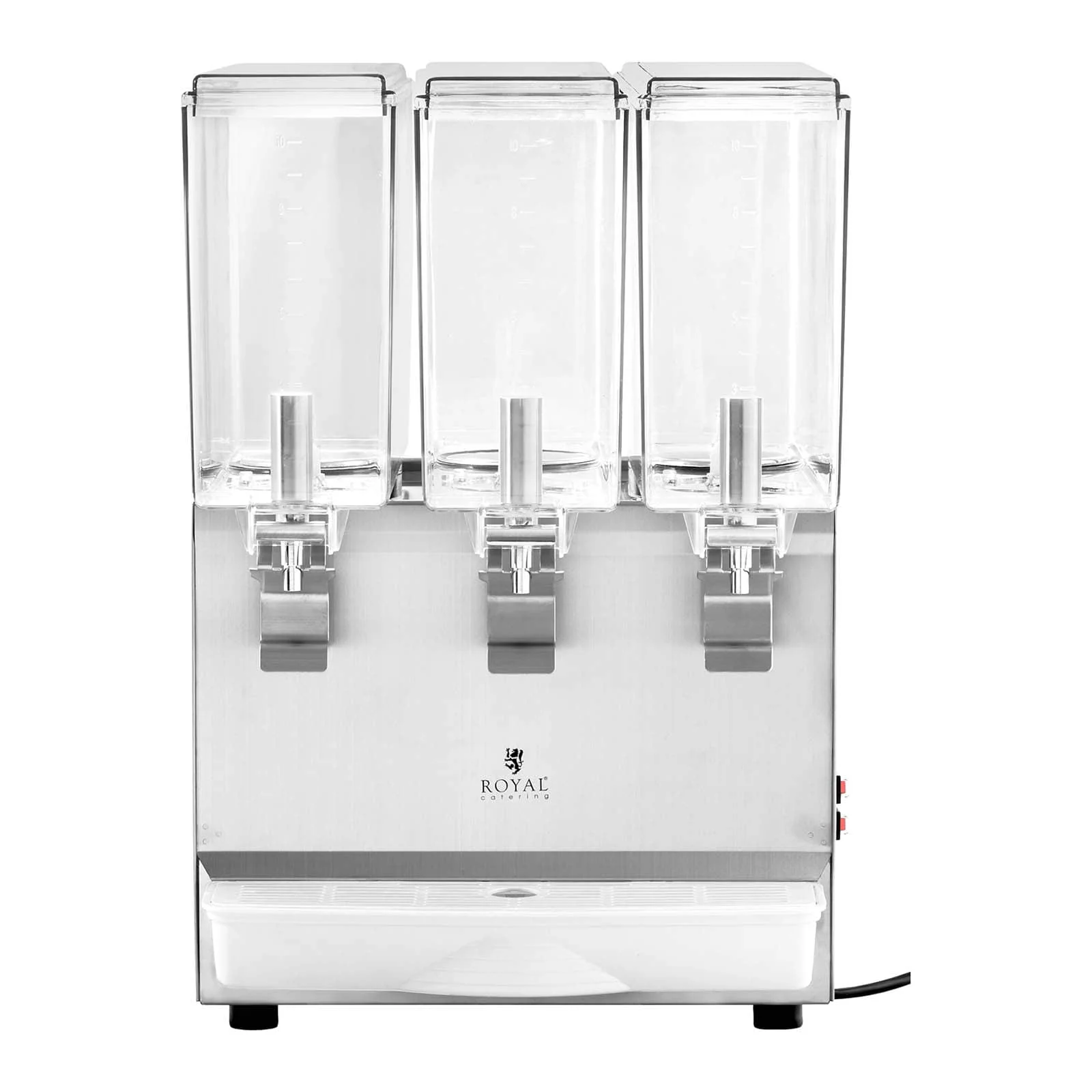 Distributeur de boissons réfrigéré 3 x 10 litres fontaine à jus avec robinet (contenance : 3 x 10 l, puissance : 320 w, fonctions : réfrigération, agitation) 14_0005301