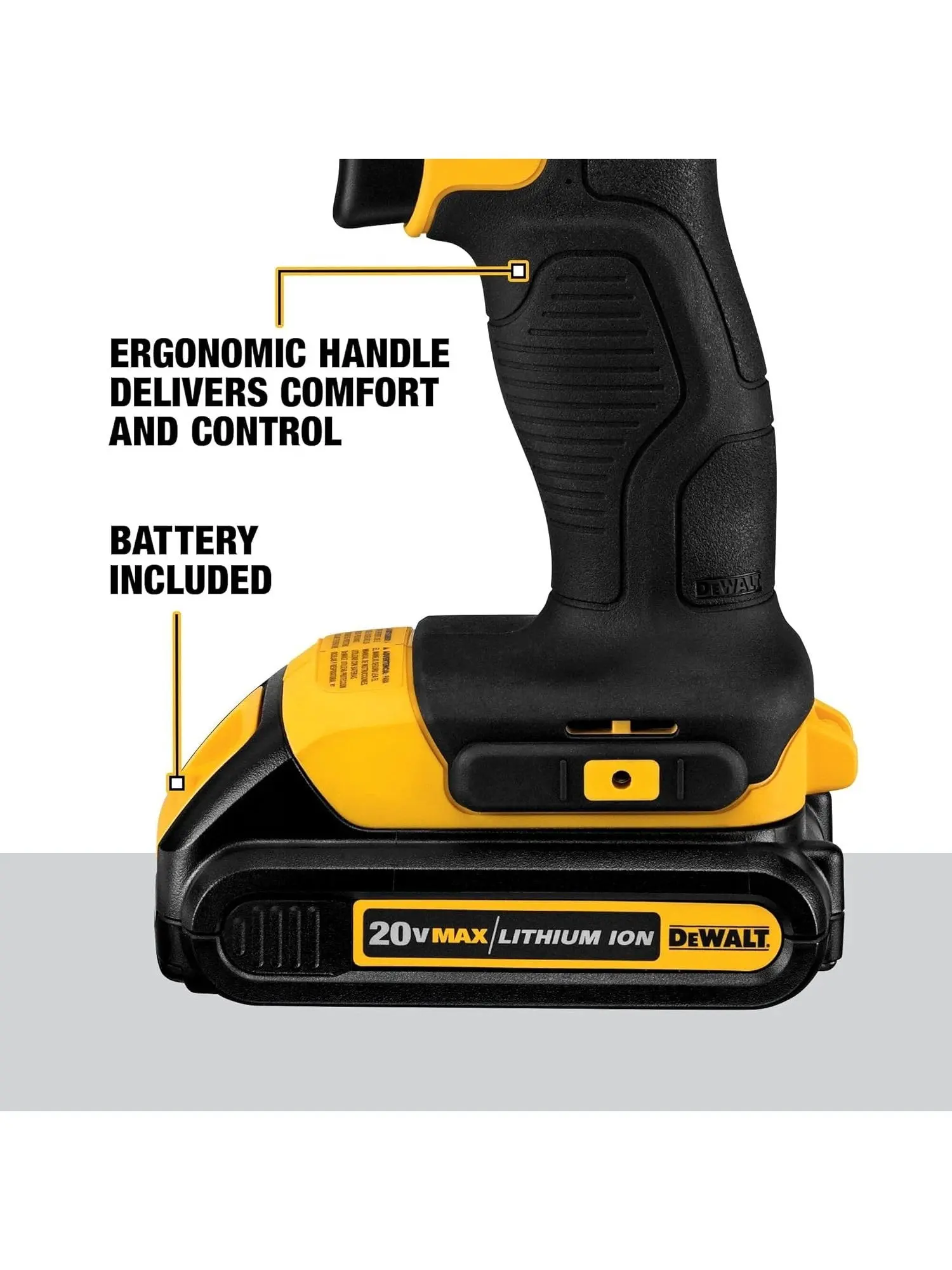 DEWALT 20V Max Cordless Drill/Driver Kit, Compact, 1/2-Inch (DCD771C2), Yellow