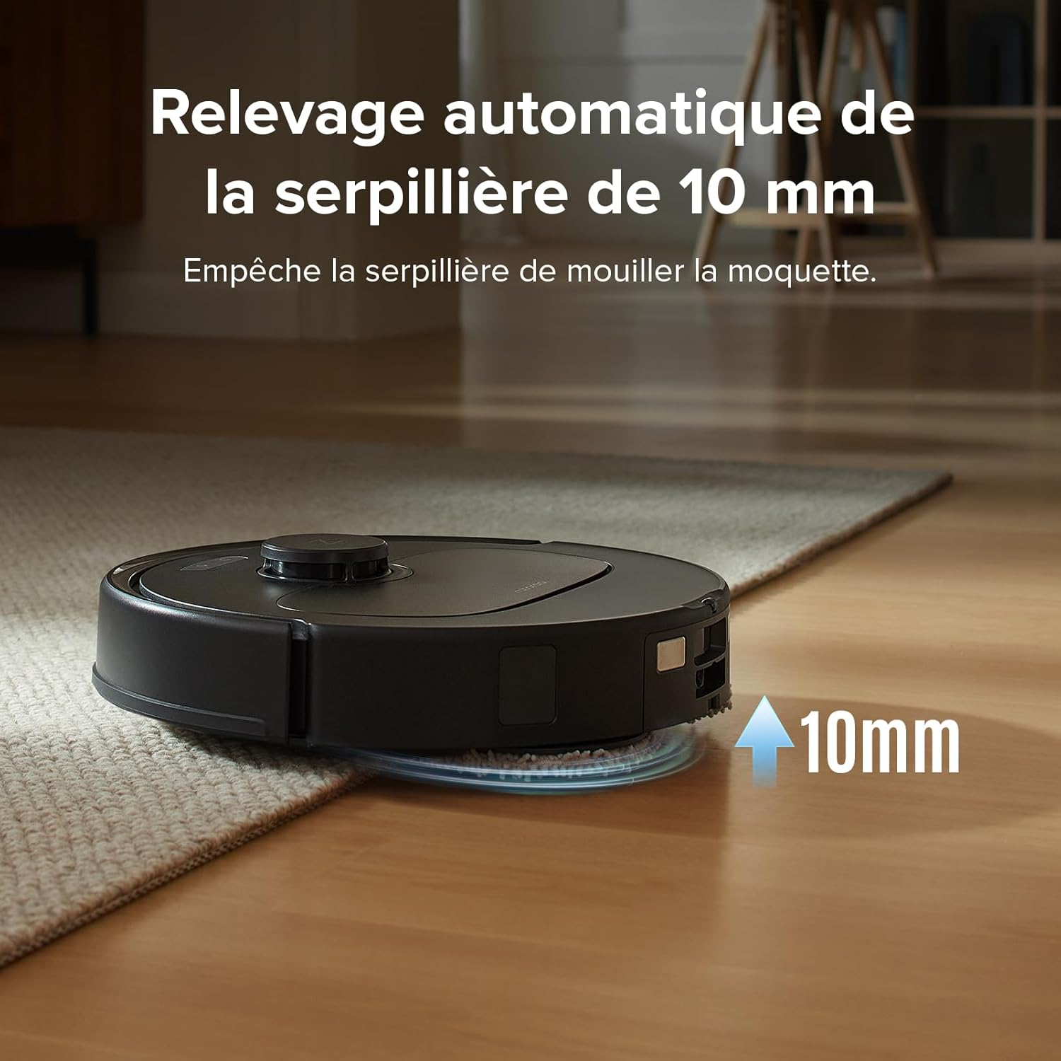 roborock Qrevo S Set Aspirateur Robot Laveur, 7000Pa HyperForce, Double Serpillière Rotative 200 tr/min & Relevable 10mm, Station Multifonctionnelle, 3D Cartographie, Reactive Tech, Contrôle APP, Noir