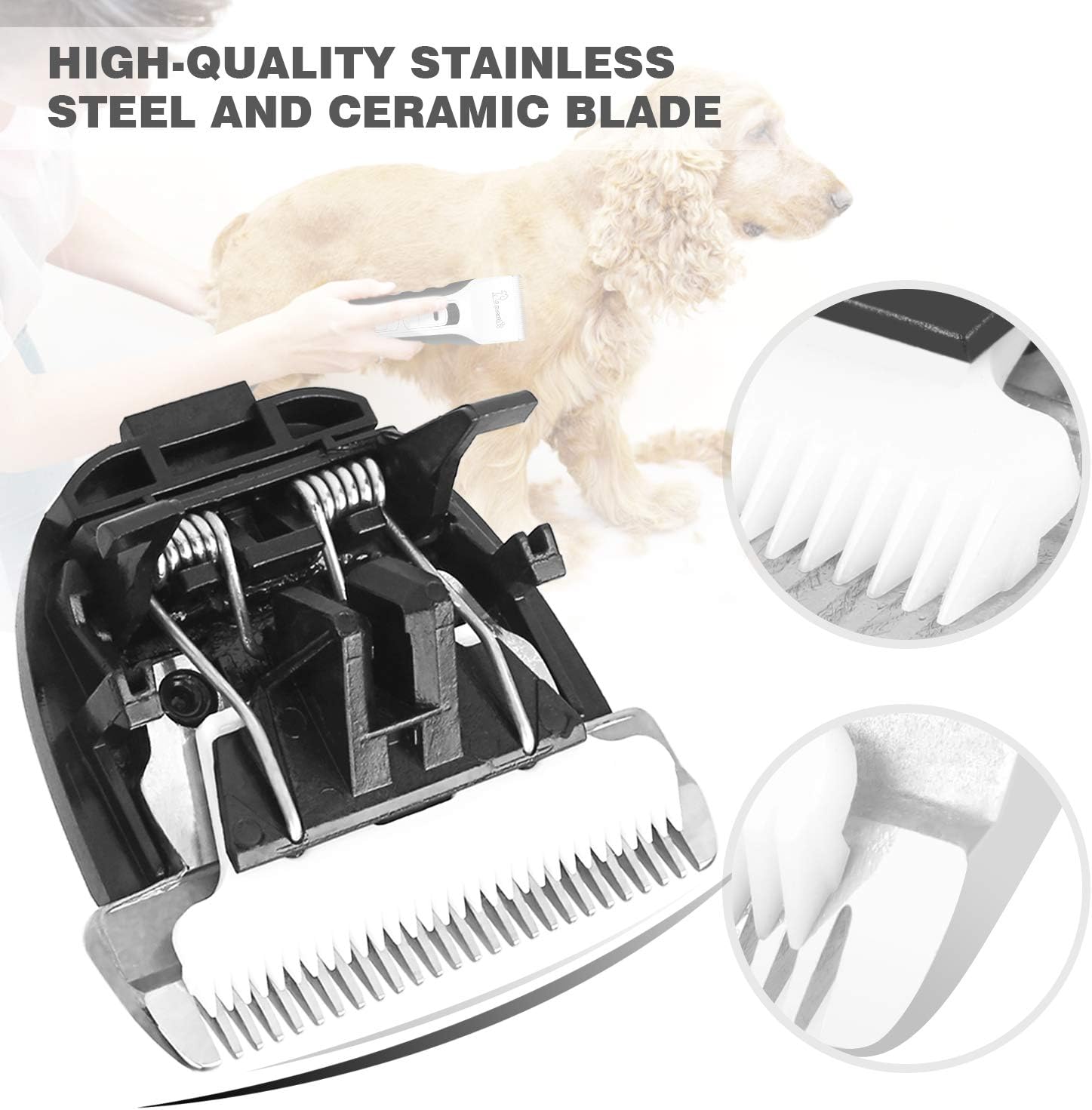 Pecute Tondeuse Chien Professionnel avec écran LCD et 5 Vitesses de Rotation, Tondeuse pour Chien et Chat Peut 4 h de Travail, Ultra Silencieux Rasoir Electrique pour Animaux de Compagnie Toilettage