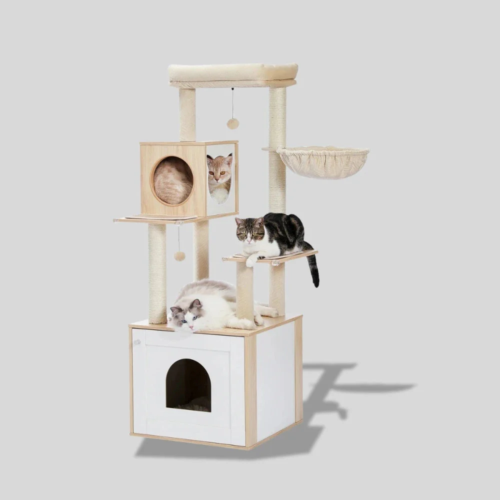 Arbre à chat avec litière - Espace rangement pour la litière