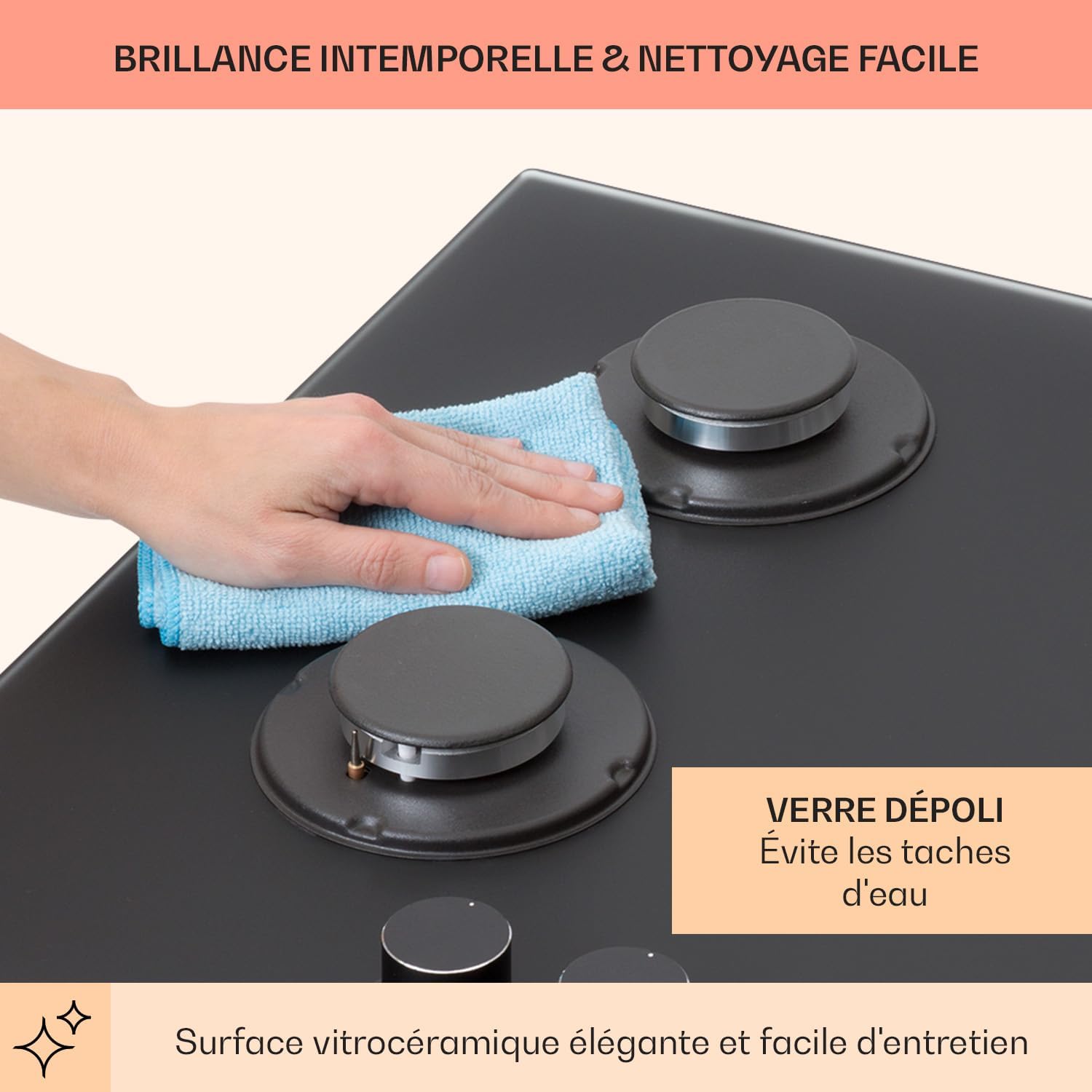 Klarstein Table de Cuisson à Gaz, Plaque de Cuisson Gaz à 4 Brûleurs, Table de Cuisson Electrique à 4 Feux de 8000W, Cuisiniere Gaz, Gaziniere Gaz avec Brûleurs en Acier Inoxydable, Cuisinières GPL