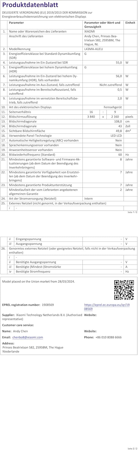 Xiaomi TV A 43 2025, MEMC, GoogleTV, Smart TV, Netflix