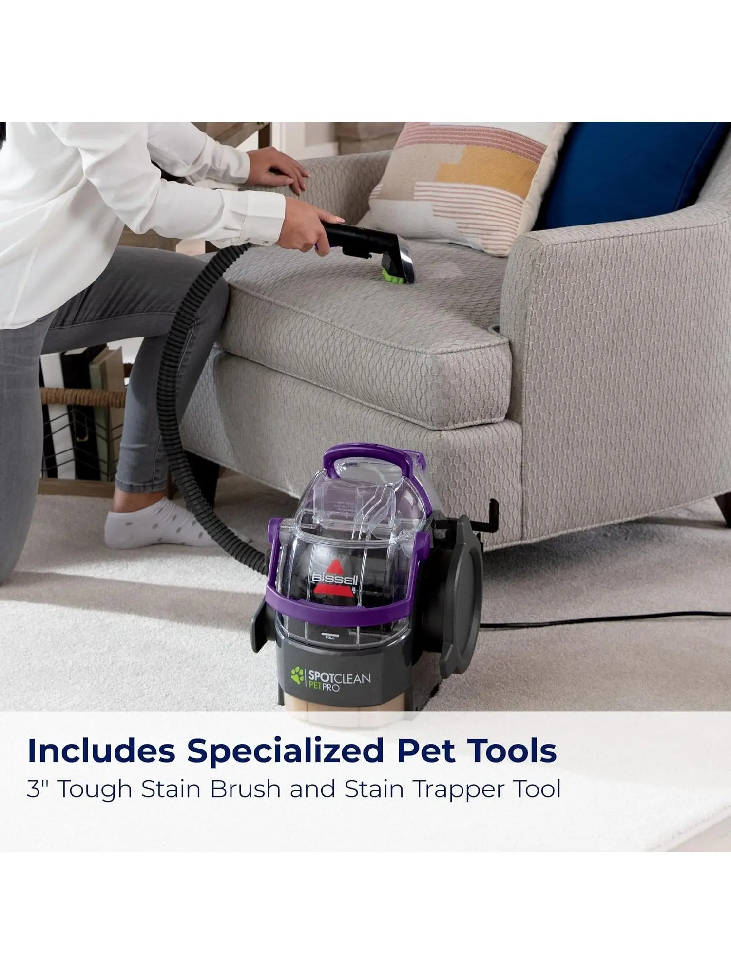 BISSELL SpotClean Pet Pro Portable Carpet Cleaner, 2458, Grapevine Purple, Black, Large