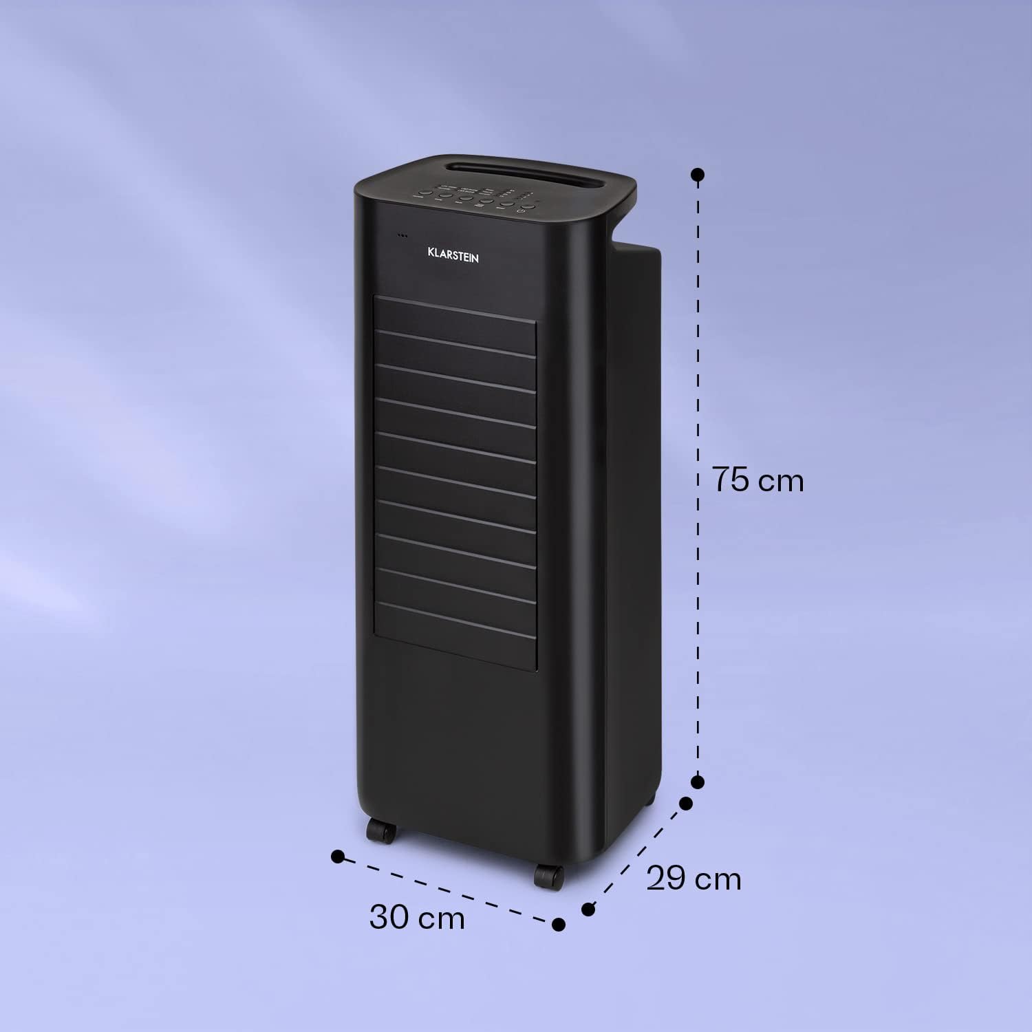 Klarstein Rafraichisseur d'Air 4 en 1, Climatiseur Portable Smart APP Mobile, Humidificateur, Ventilateur, Sans Évacuation 65W, Pack Glacons, Mode Nuit, Puissant Débit d'Air 330m³/h