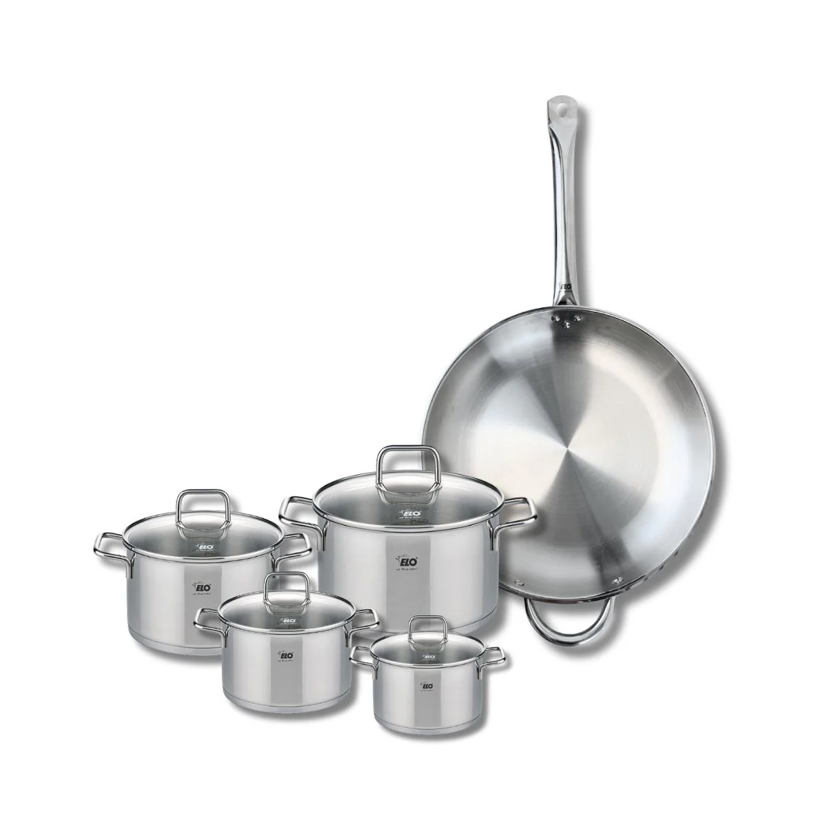 Set de 1 Poêle de cuisson 32 cm et 4 faitouts 12, 14, 16 et 20 cm Elo Profi Citrin Elo