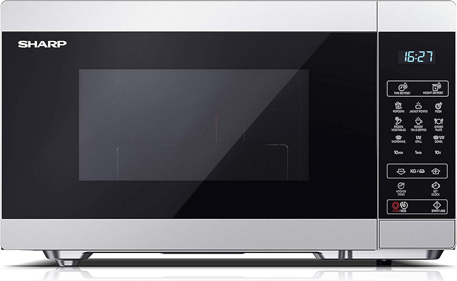 Sharp YC-MS51EB Micro-ondes sans grill de 25 litres, contrôle numérique, micro-ondes: 900 W, 5 niveaux de puissance micro-ondes, plaque tournante, serrure enfant, fonction ECO, couleur noire.