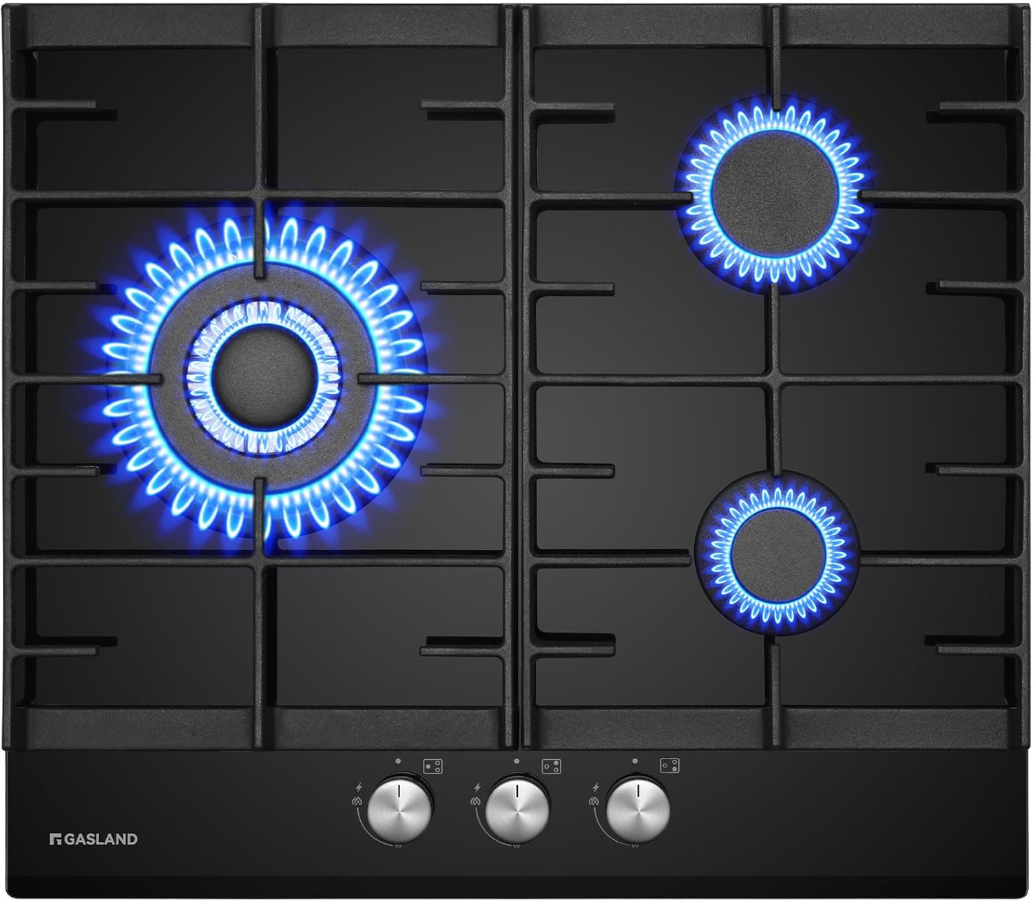 GASLAND GH2805BG1FC Table de cuisson à gaz 5 feux, Cuisinière à gaz avec brûleur wok, Table de cuisson à gaz encastrable, 76cm noir Cuisinière à gaz en verre, Cuisinière à gaz 10,4KW, GPL/NG