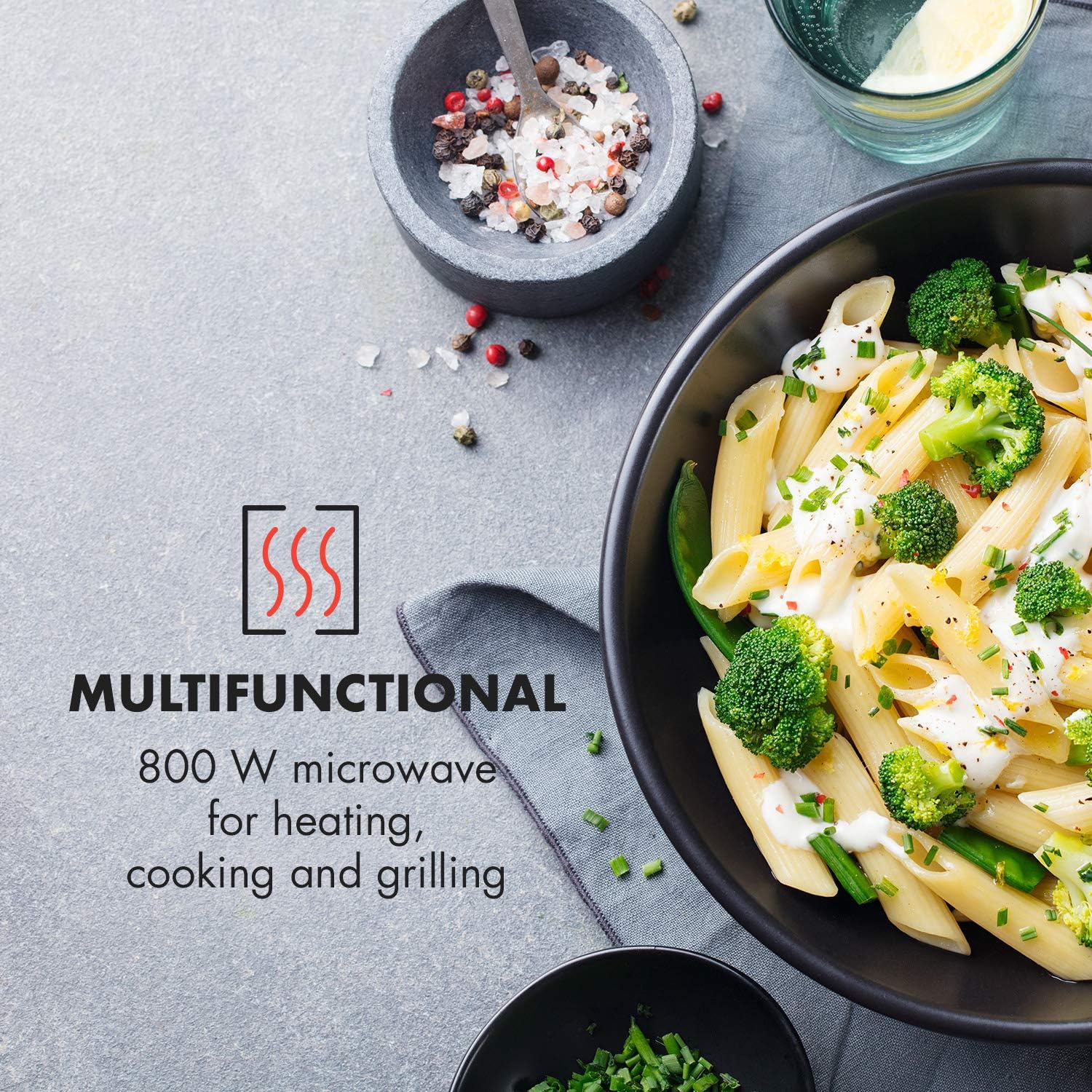 Klarstein Victoria 20 - micro-ondes encastrable, design rétro, 20L, micro-ondes 800W / puissance de gril 1000W, 3 fonctions grill/micro-ondes, acier inoxydable, cadre de montage, ivoire