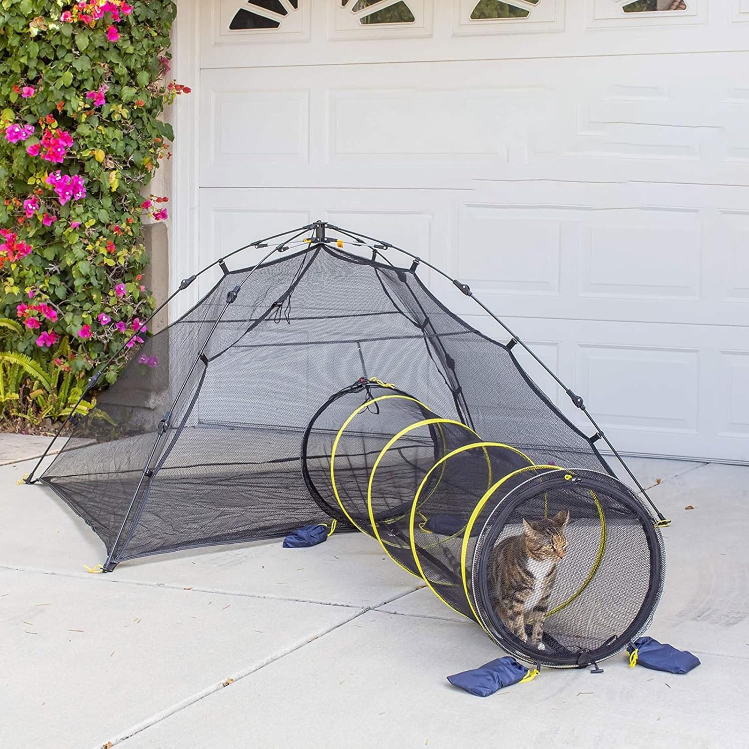 CUTPOIY Tente portable pour chat avec tunnel pour chat, enclos d'extérieur pour chat, tente de jeu, jouets pour chats, chiots, lapins et autres petits animaux