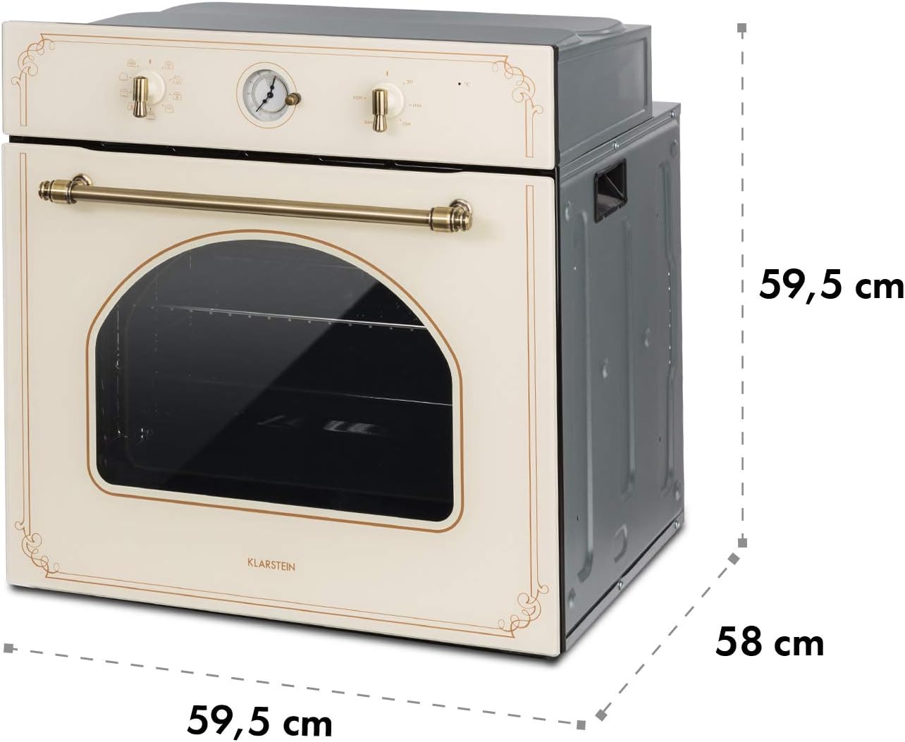 KLARSTEIN Victoria four encastré - four encastrable, four électrique encastrable, 9 fonctions, minuterie, 50-250°C, 70L, 10 positions pour plaques, porte amovible nettoyage facile, éclairage, ivoire