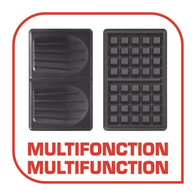 Croque Gaufre, Jeux De Plaque Inclus, Indicateur Lumineux, Loquet Poignée, Rangement Vertical Snack Time Happiness Sw3411 Tefal