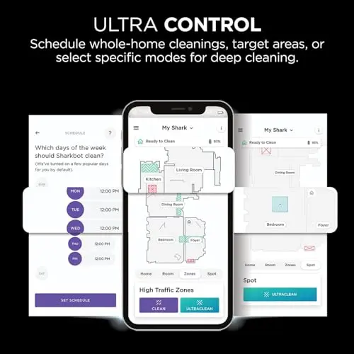 Shark RV1001AE IQ Robot Self-Empty XL, Robot Vacuum with IQ Navigation, Home Mapping, Self-Cleaning Brushroll, Wi-Fi Connected, Works with Alexa, Black