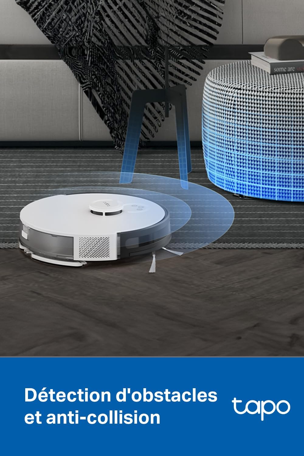 Tapo Aspirateur Robot Laveur 2 en 1 RV20Max Plus, Vidage Automatique, Silencieux Ultra Fin, Ultra puissante de 5300Pa, Navigation LiDAR, Auto-Charge Autonomie 180min, Tapis et Poils d'animaux