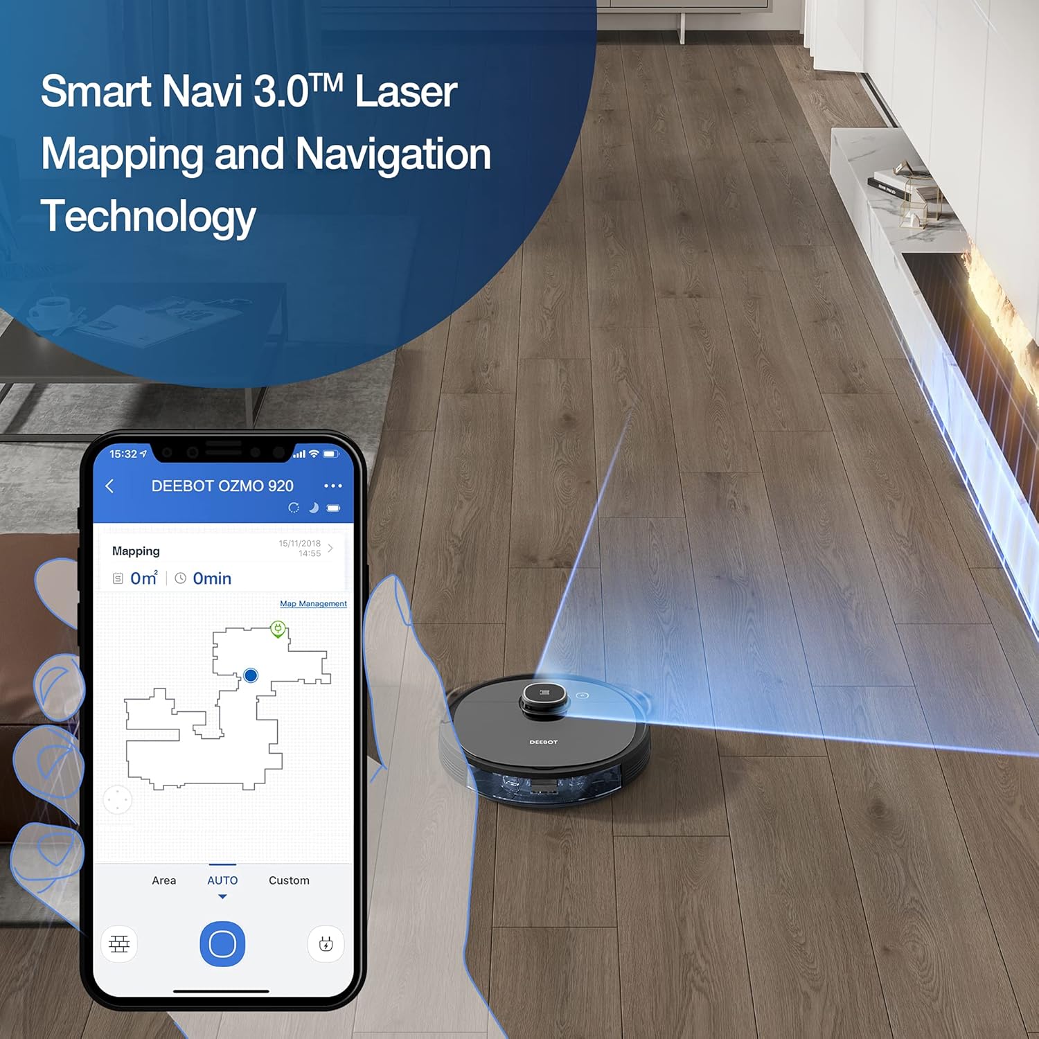 ECOVACS X8 PRO OMNI Robot Aspirateur Laveur avec Station Tout-En-Un, Puissance 18000Pa, Nettoyage Automatique Instantané OZMO ROLLER, Nettoyage à l'eau chaude 75℃, Ajout Solution Nettoyage Automatique