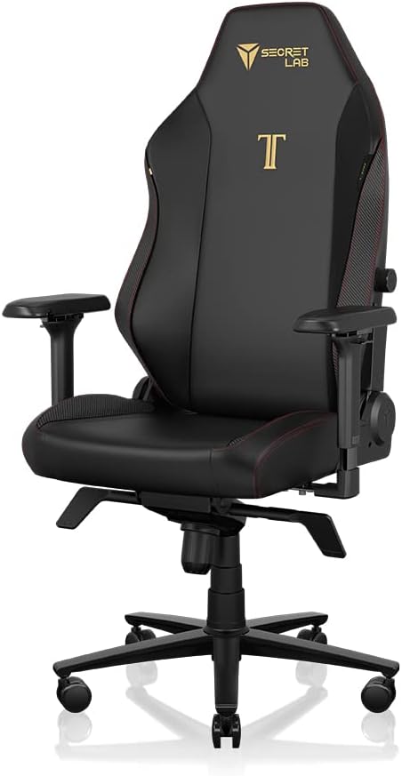 Secretlab Chaise Gaming Titan Evo Black - Ergonomique, Confortable et Inclinable avec Accoudoirs 4D, Appui-Tête Magnétique et Support Lombaire Intégré à 4 Directions - Noir - Similicuir