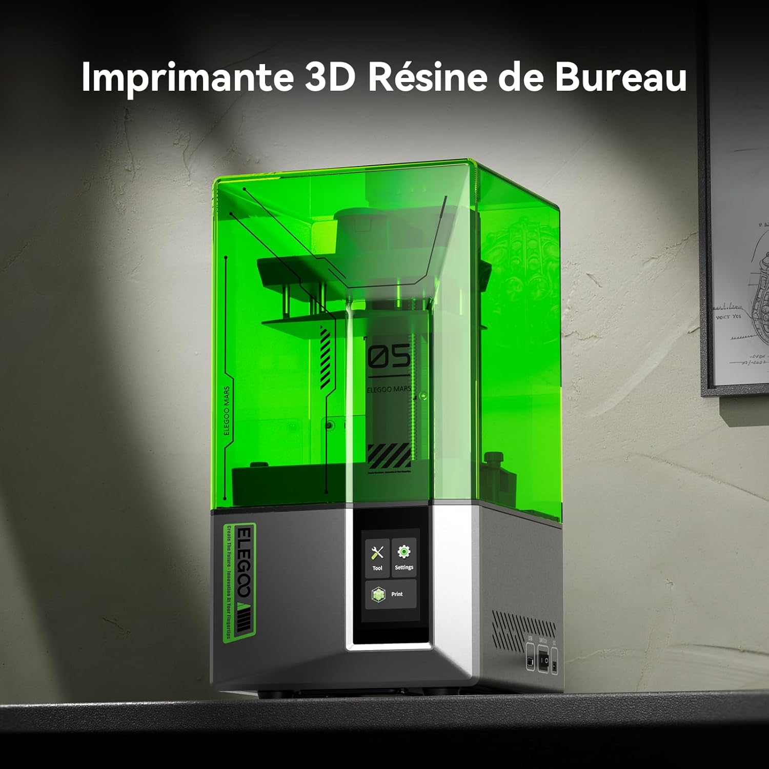 ELEGOO Mars 5 Ultra Imprimante 3D Résine 9K, Impression à Haute Vitesse 150mm/h, Nivellement Automatique, Détection Intelligente, Transfert Wi-Fi, Taille d'Impression 153.36 x 77.76 x 165 mm³