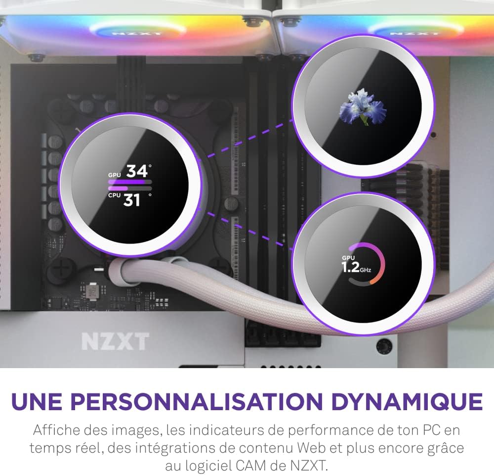 NZXT Kraken Elite 280 RGB - Refroidisseur de liquide CPU AIO - Radiateur 280mm - Ventilateur F280 RGB - IPS LCD 2,72 personnalisable - Turbine Pump - LGA 1700 1200 115X 1851 / AM5 AM4 - Noir