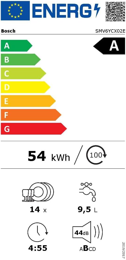 Bosch SMV6YCX02E Série 6, Lave-vaisselle encastrée dissimulée totale, PerfectDry, Home Connect, EfficientDry : ouverture automatique de la porte, 60 cm