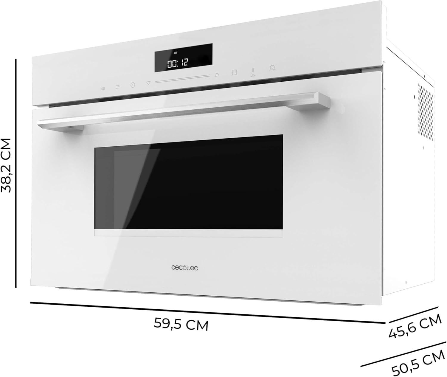Cecotec Four à micro-ondes encastrable 60x45cm Bolero Hexa MW703800 Glass Grey. 1450W, 34L, fonction micro-ondes, mode grill, décongélation, menu automatique, cuisson rapide, minuterie électronique